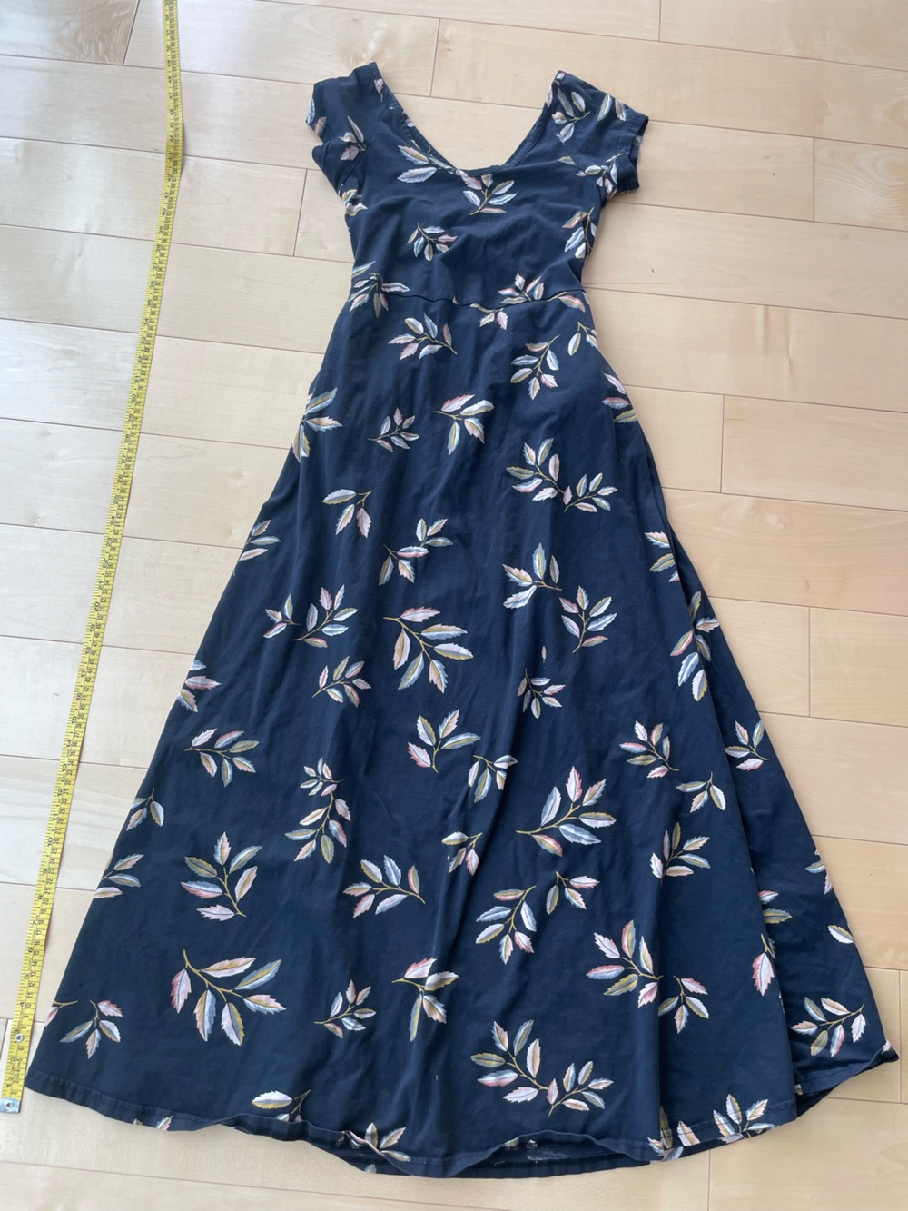 Pact organic cotton Navy Floral Maxi Dress with Leaf Print, small, s